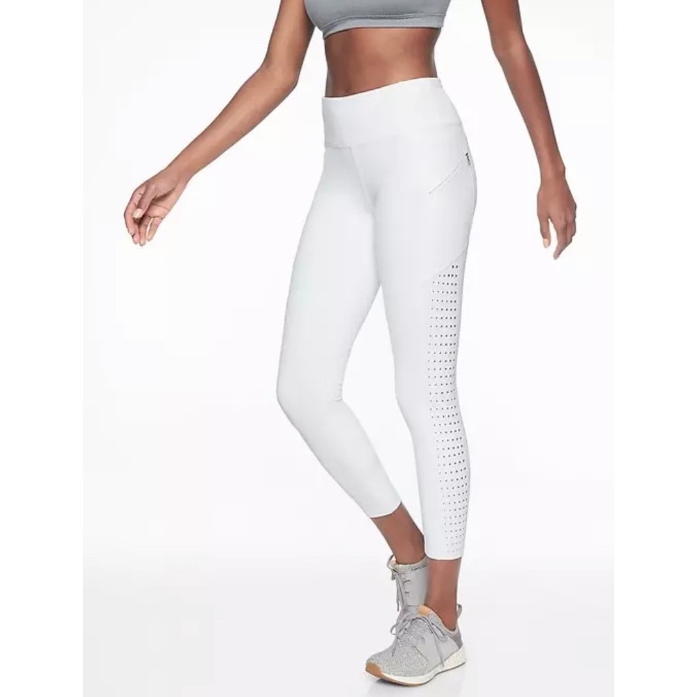 NEW Athleta Contender White Laser Cut 7/8 Leggings Size 2X